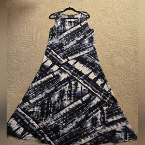 Attitudes By Renee Blue Tie-dye Abstract Print Jersey Maxi Dress Size LP